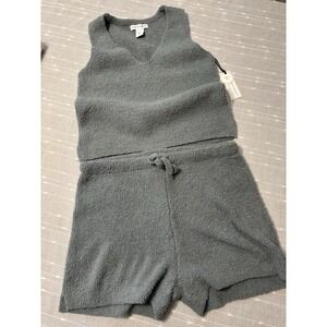 NWT Cupcakes And Cashmere Blue/Gray Super Soft Teddy Lounge 2 Piece Sz L  NEW